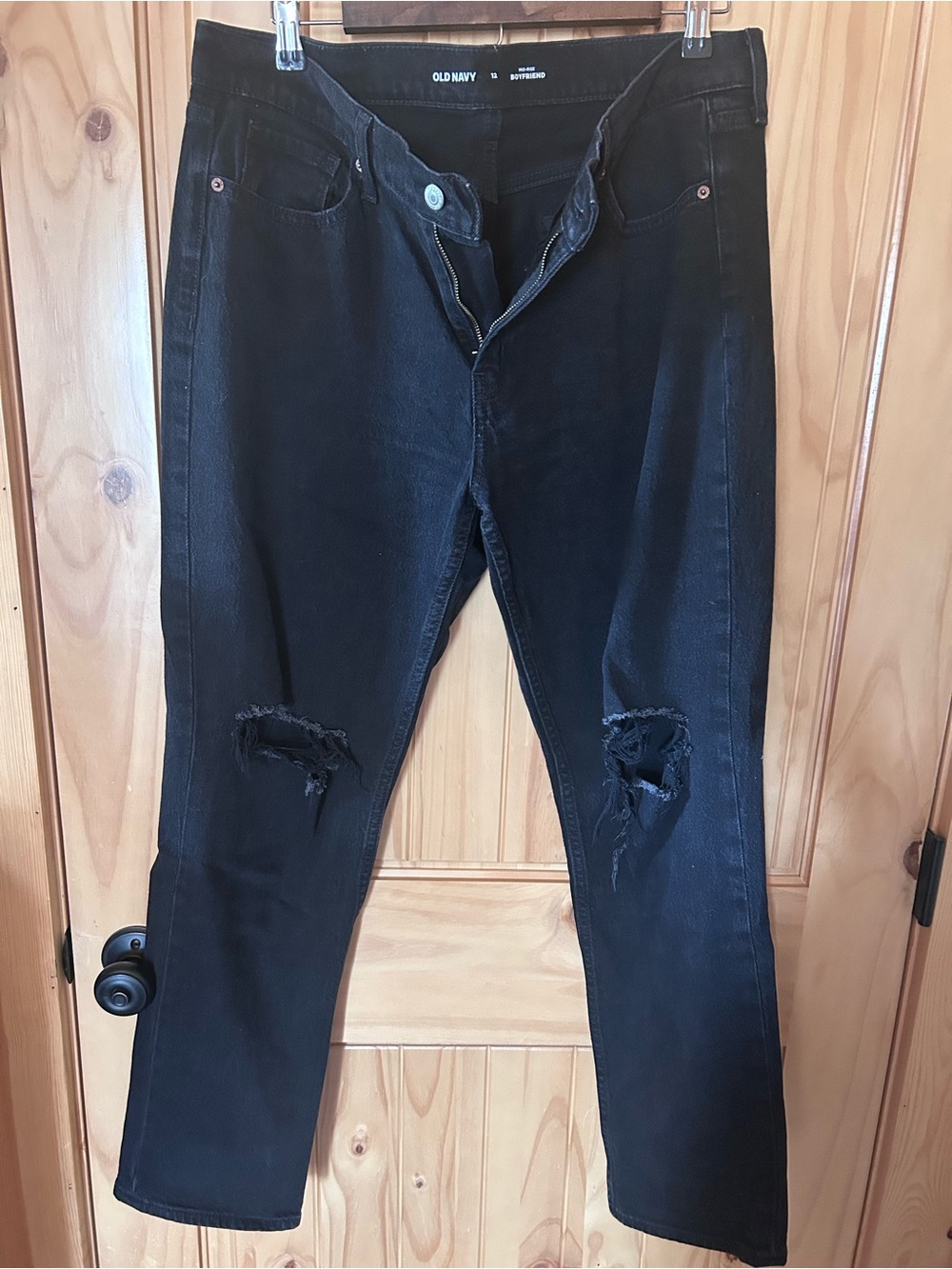 Old Navy Black Skinny Jeans with Knee Rips